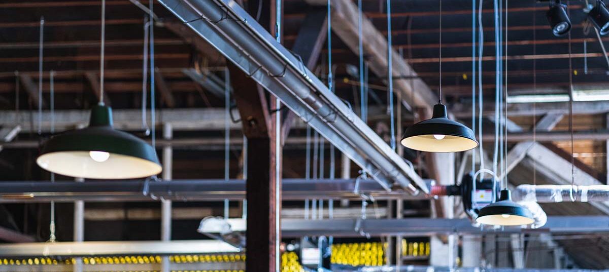 Metal halide lights inside building