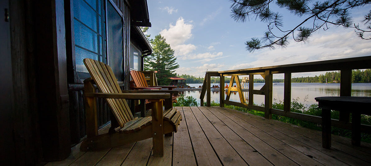 Cottage deck with Muskoka chairs