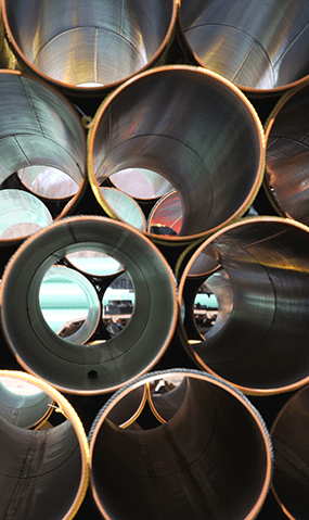 A stack of steel pipes.
